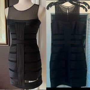 Cache black mesh bandage dress vintage Y2K sleeveless mini cocktail dress XS